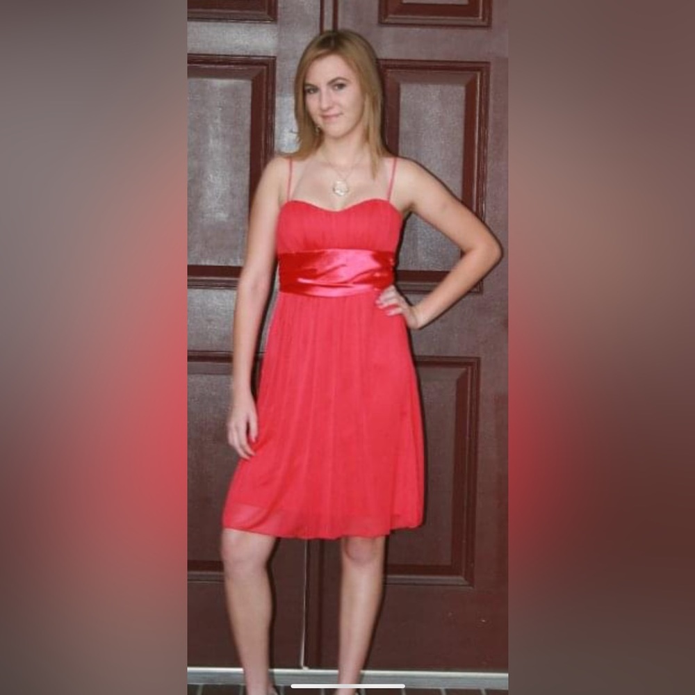 Red silky dress